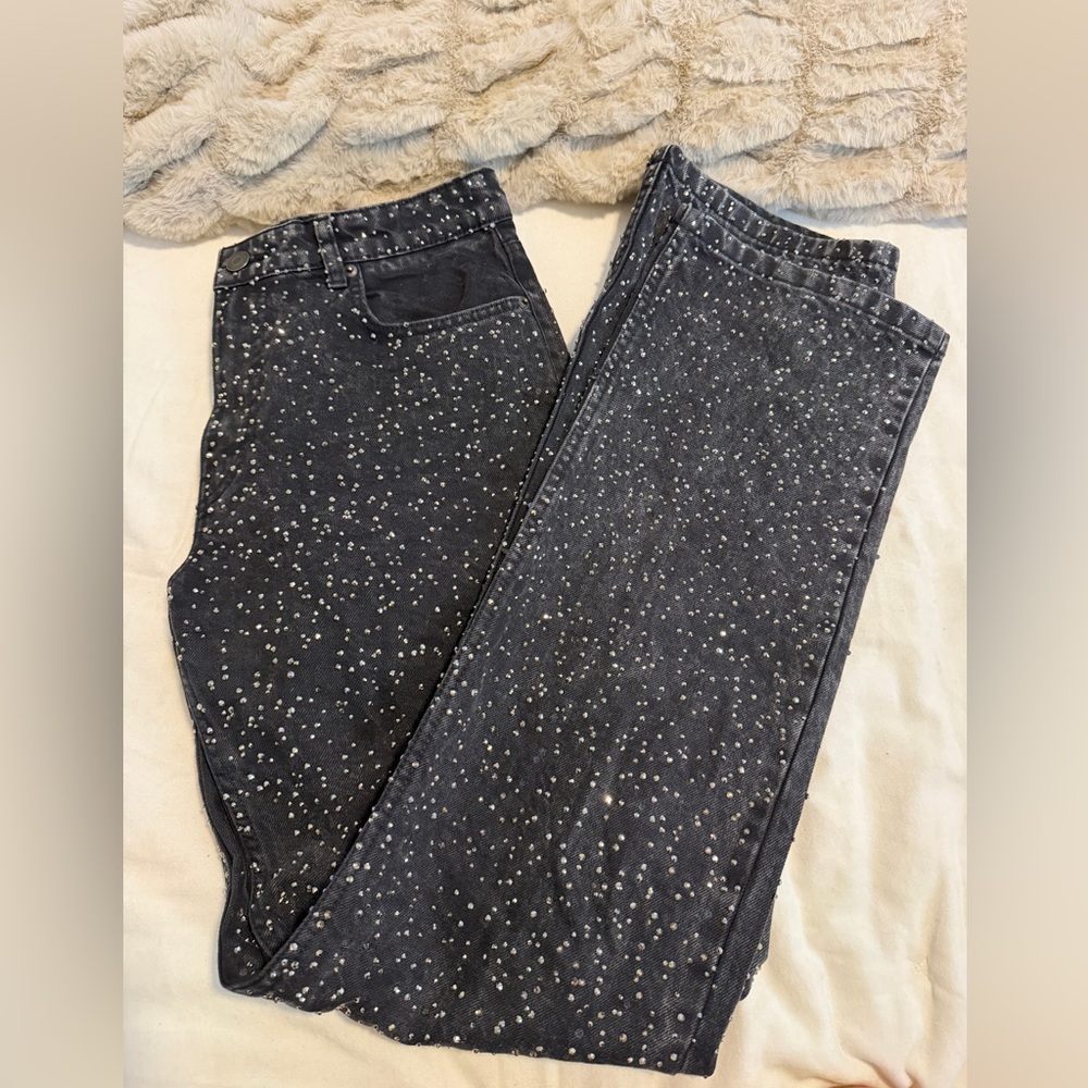 Zara Black Denim Jeans with rhinestones